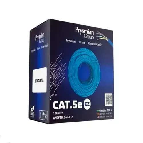 Cabo de Rede 100% Cobre Cat5e 100m Branco Draka - Prismyan