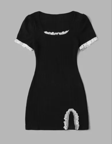 Vestido fofo preto de renda M- Novo, nunca usado