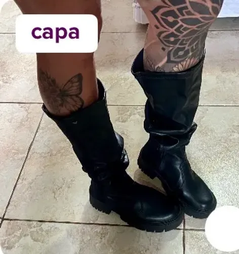 Bota com salto tratorado