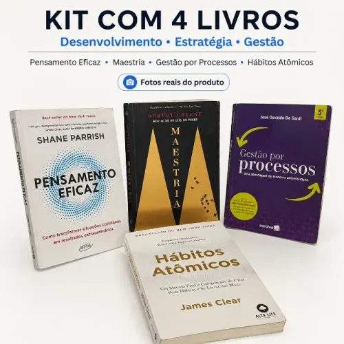 Kit 4 Livros Desenvolvimento Pessoal e Gestão | Hábitos Atômicos + Maestria + Pensamento E