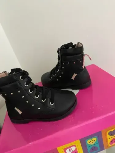 Bota Coturno Pampili Menina Preta 22 e 24