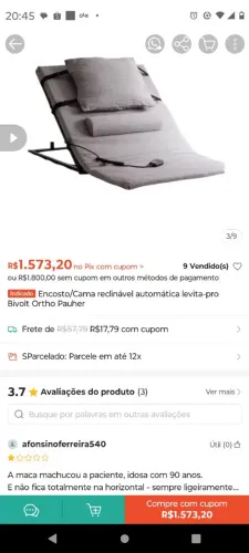 Cama regulável com controle remoto.