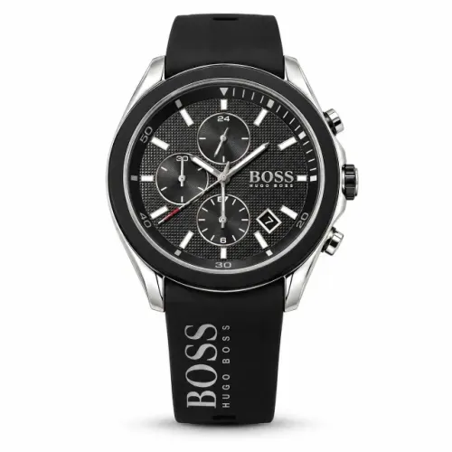 Relógio Masculino BOSS 1513716 44mm, Pulseira De Silicone Preta - Novo