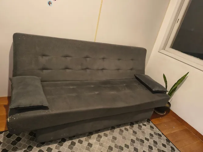 Sofá-cama 3 Lugares Casal Reclinável Veludo Matrix Laila