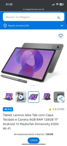 Tablet Lenovo 8GB RAM 128GB