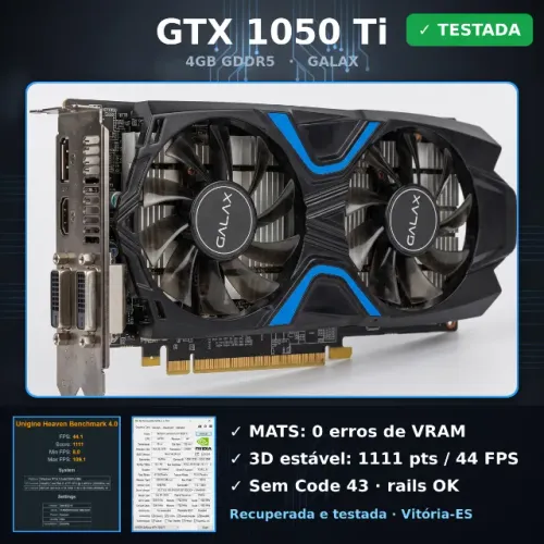 Placa de Vídeo GTX 1050 Ti 4GB GALAX