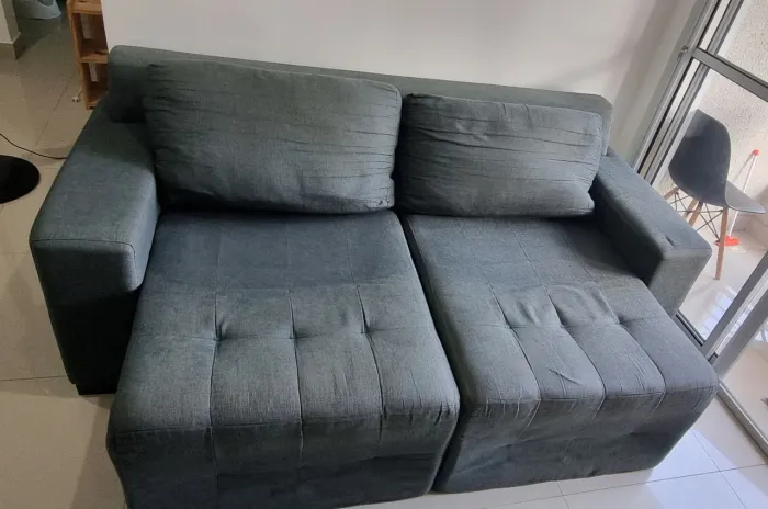 Sofá retrátil 3 lugares cinza escuro