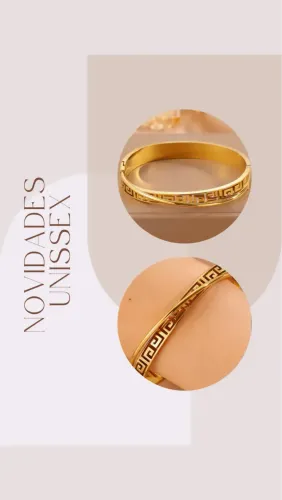 Pulseira com Elemento em Duas Camadas Douradas
