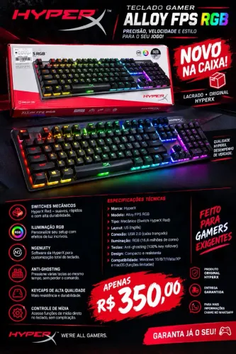 Vende se Teclado gamer mecânico e fones game Hyperx