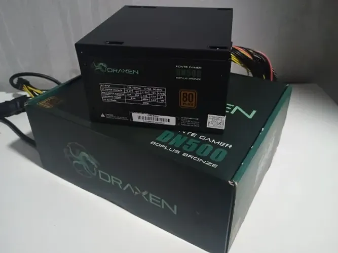 Fonte ATX 500W 80 Plus Bronze PFC Ativo Semi Nova Completa com Cabos