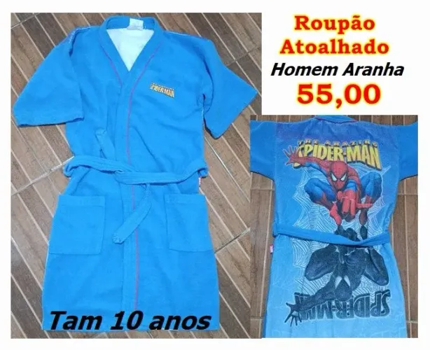 Roupão atoalhado Homem Aranha 10 anos