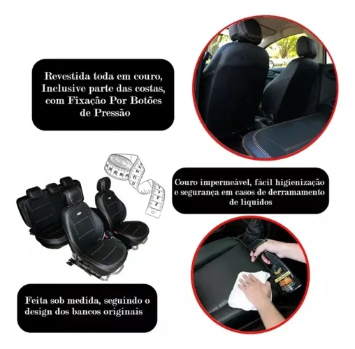 Jogo de capas para banco de carro ônix prisma em couro 2012 a 2021