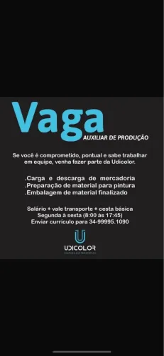 Vaga Auxiliar de produção 