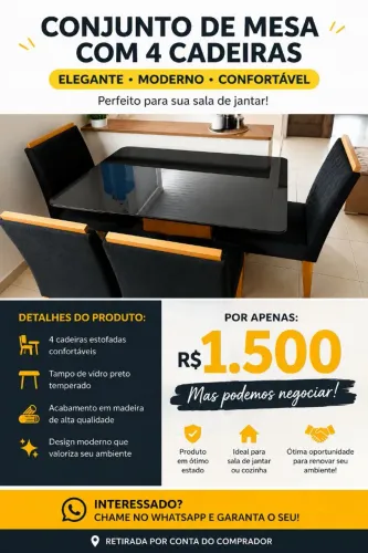 Mesa de jantar4 cadeiras