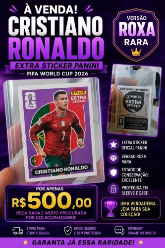 Figurinha Cristiano Ronaldo Extra Sticker Roxa Copa 2026