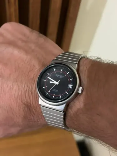 Relógio Suiço Máq Igual Da Omega Mod Stunt 8500 35mm Excelente Estado