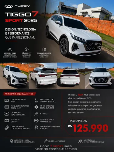 Chery Tiggo 7 Sport 1.5 Turbo Flex 16V Aut. 2025