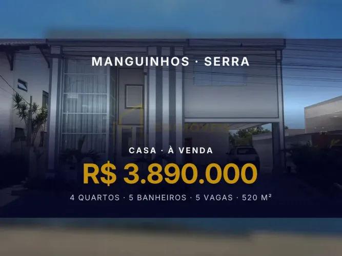 Casa Espetacular em Manguinhos: Arquitetura Imponente e Ambientes Amplos!