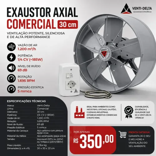 EXAUSTOR AXIAL COMERCIAL VENTI-DELTA 30cm