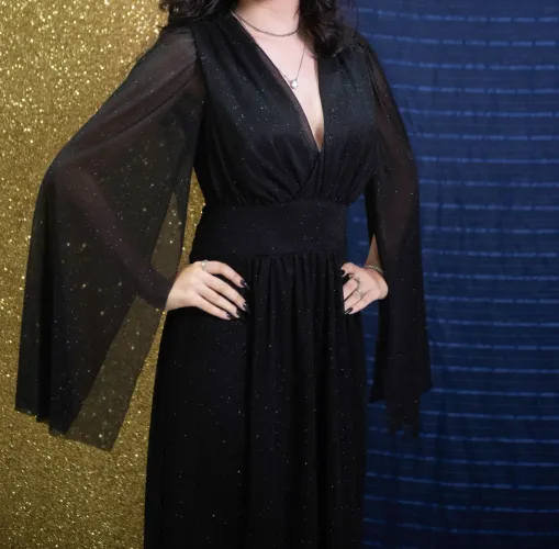 Vestido de formatura preto brilhoso
