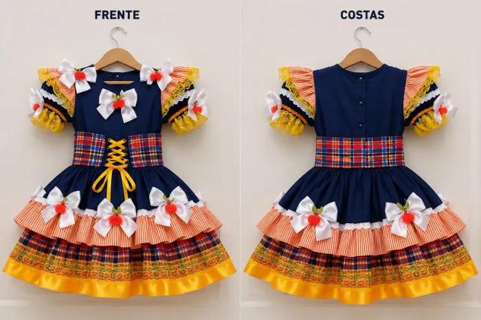 Vestido junino - peça única e exclusiva feita por costureira