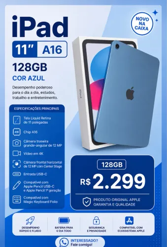 IPAD 11 a16 128gb azul LACRADO 