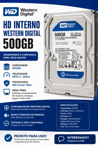 HD Para PC 500GB - Blue WESTERN DIGITAL