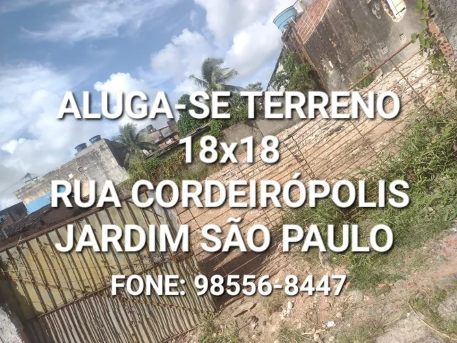 Aluga-se terreno em jardim são Paulo
