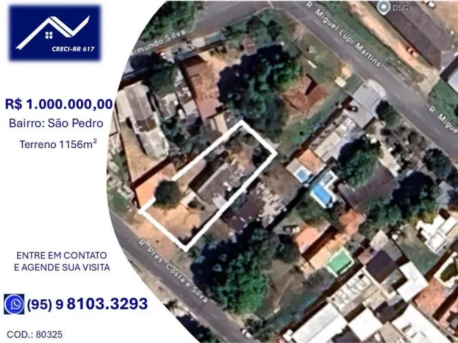 VERAS VENDE TERRENO 1.156 M2 NO BAIRRO SÃO PEDRO - BOA VISTA - RR