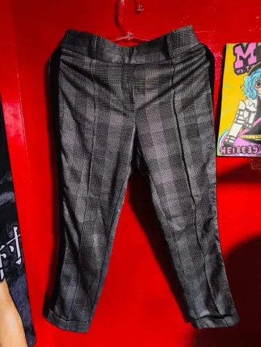 Calça Xadrez Com Faixa Lateral Cigarrete Tamanho P