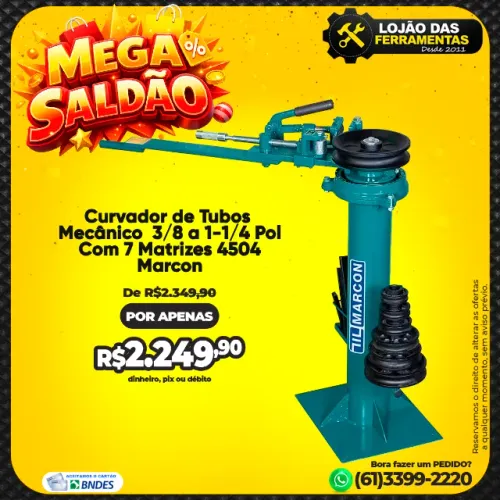 Curvador de Tubos Mecânico 3/8 a 1-1/4 Pol Com 7 Matrizes 4504 Marcon