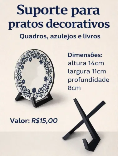 Suporte para pratos quadros azulejos e livros