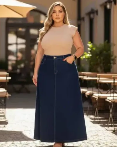 Saia jeans longa