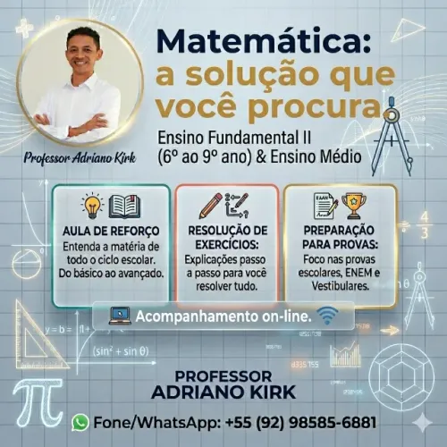 Aulas de Matemática + Acompanhamento on-line (reforço)