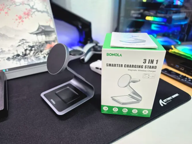 Carregador Rápido Magnético Magsafe 3 em 1 Bonola - Novo Original