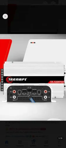 Amplificador Taramps TS 1200X4 1200W de Potência 4<br>Canais Estéreo para Som Automotivo