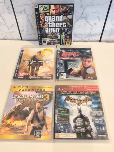 Jogos físicos para o console PlayStation 3 (PS3). VALOR DO LOTE (5 UNIDADES) USADO
