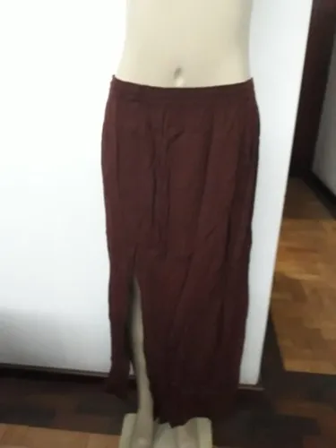 Saia Longa Crepe De Algodão Marrom Plus Size