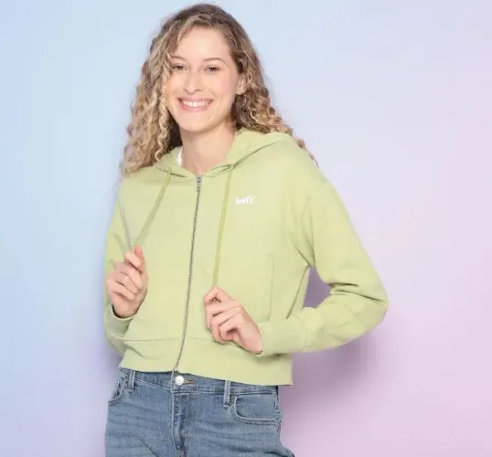 Jaqueta Feminina Em Moletom Com Capuz Verde M - Levi's