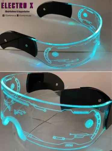 Óculos futuristas com luzes LED