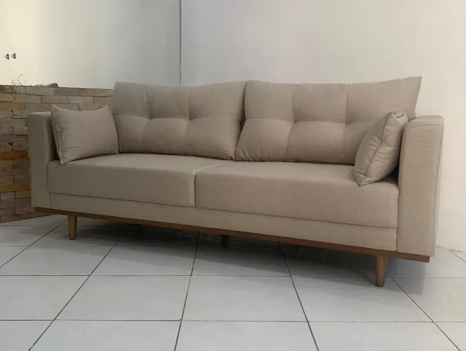 Sofa retro 2.20 em linho espuma D.28 selada pro super confortável 