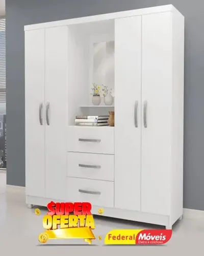 Guarda Roupa Solteiro 4 Portas 3 Gavetas Super Lindo Fazemos Entrega