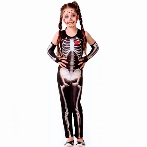 Fantasia infantil esqueleto 10/12 anos NOVA