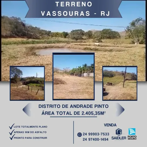 Terreno plano em Paraíba do Sul, 2.405,35 m2