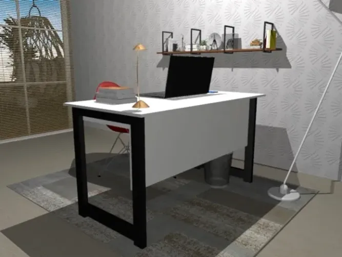 Mesa Delluxe Ebony. Em Madeira Maciça com Gaveta: L100cm x P50cm