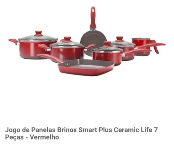 Conjunto de panelas brinox cerâmica e alumínio cerâmic life 7 pcs