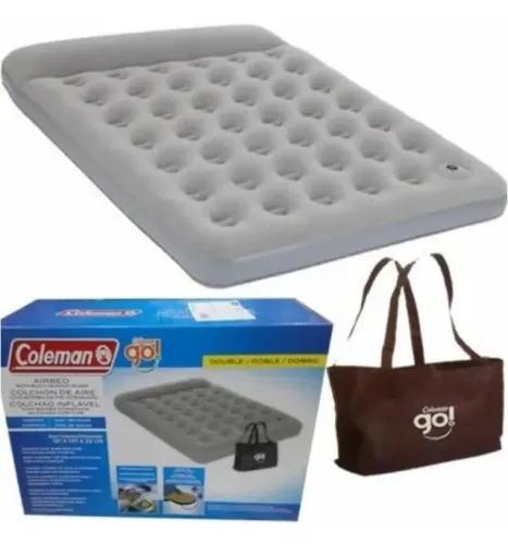 Colchão Inflável Coleman / Casal - Inflador, travesseiro e bolsa de transporte.