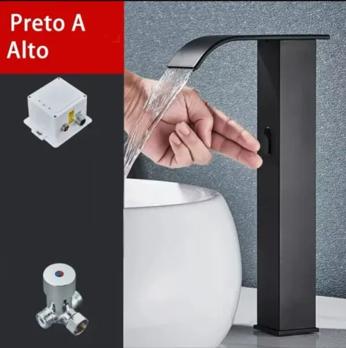 Torneira de Lavatório Sensorial Preto A Alto