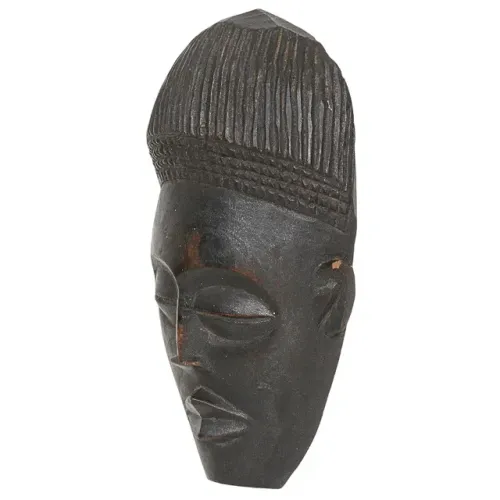 ARTE TRIBAL AFRICANA máscara, entalhada em madeira maciça e ebanizada