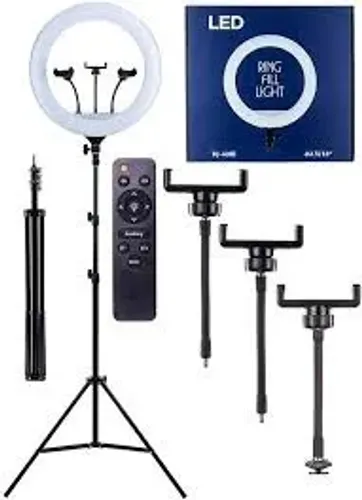 Ring Light Profissional Grande 18" Tripé 2,10m com Suporte de Celular 3 Tipos Luz Controle
